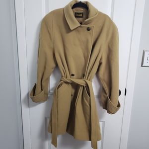 VINTAGE FENNLLI Brown Wool & Cashmere Belted Long Coat